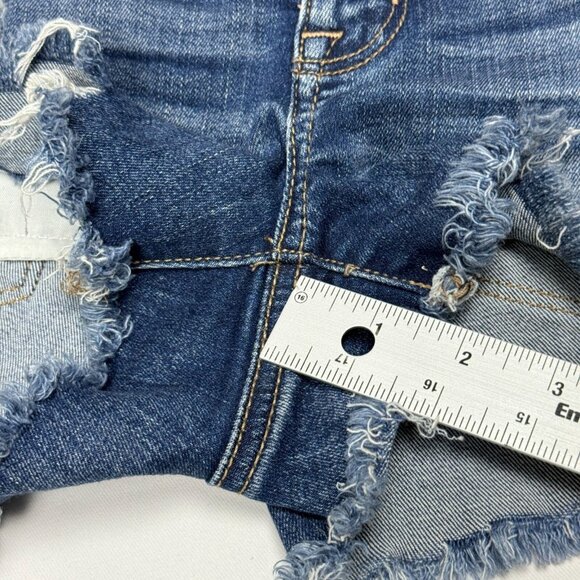 American Eagle High Rise Distressed Denim Shortie Cutoff Shorts Women’s 6 - Picture 6 of 13